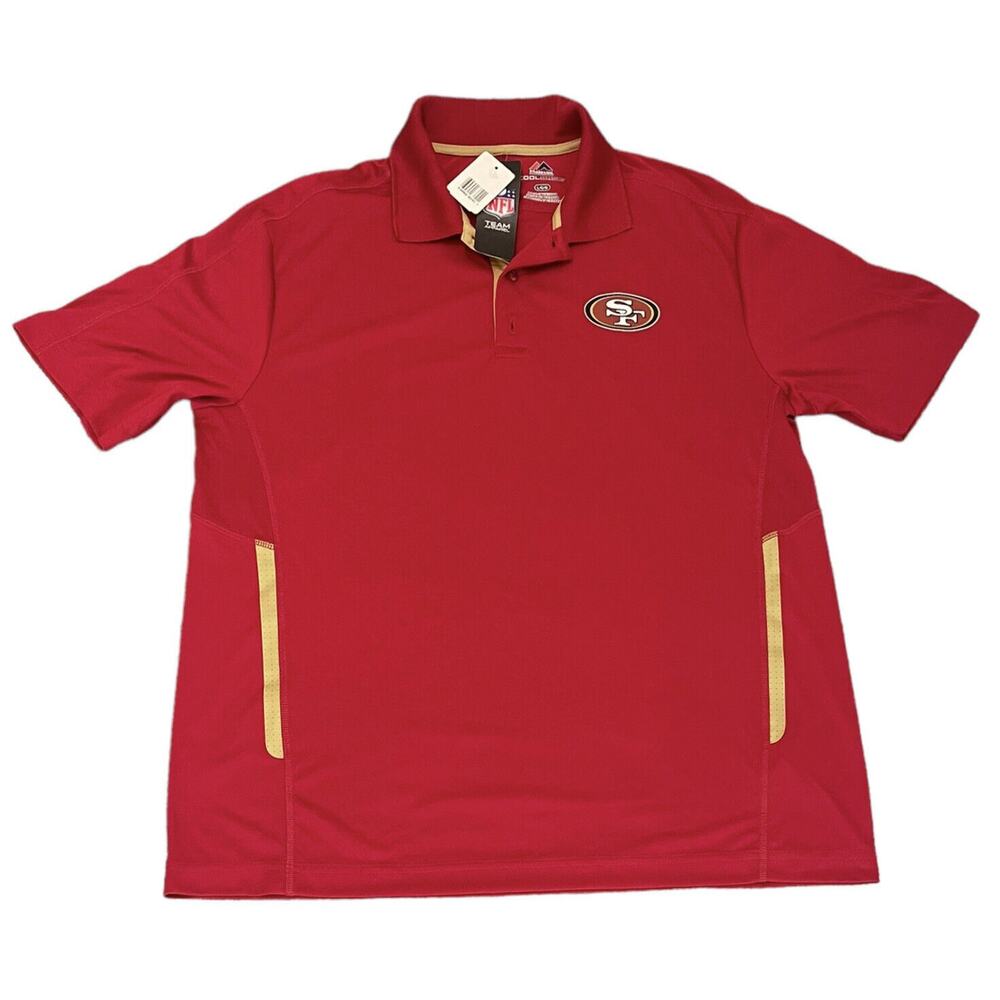 Majestic San Francisco 49ers Polo Shirt Men’s Large Red Short Sleeve Cool Base